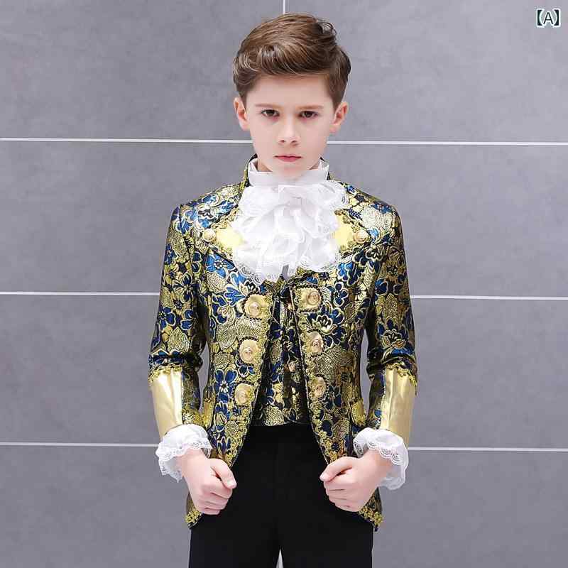 パフォーマンス スーツ ステージ 衣装 宮殿 ドレス 3点 スーツ 男の子 子供 衣装 小学校 パーティ プリンス
