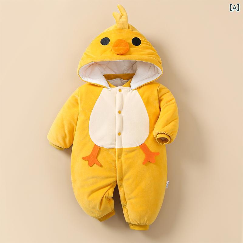 small yellow duck 0-2 year old baby clothes winter clothes thick outdoor newborn 4 month baby winter cotton clothes winter