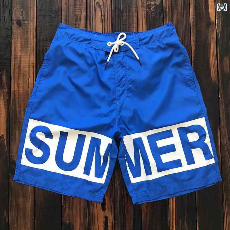 メンズ パンツ ビーチ 海パン 水着 海水 プール 海水浴 サーフィン スポーツ 海 波 カバー 速乾 ブルー ショーツ 裏地 シーサイド スイミング