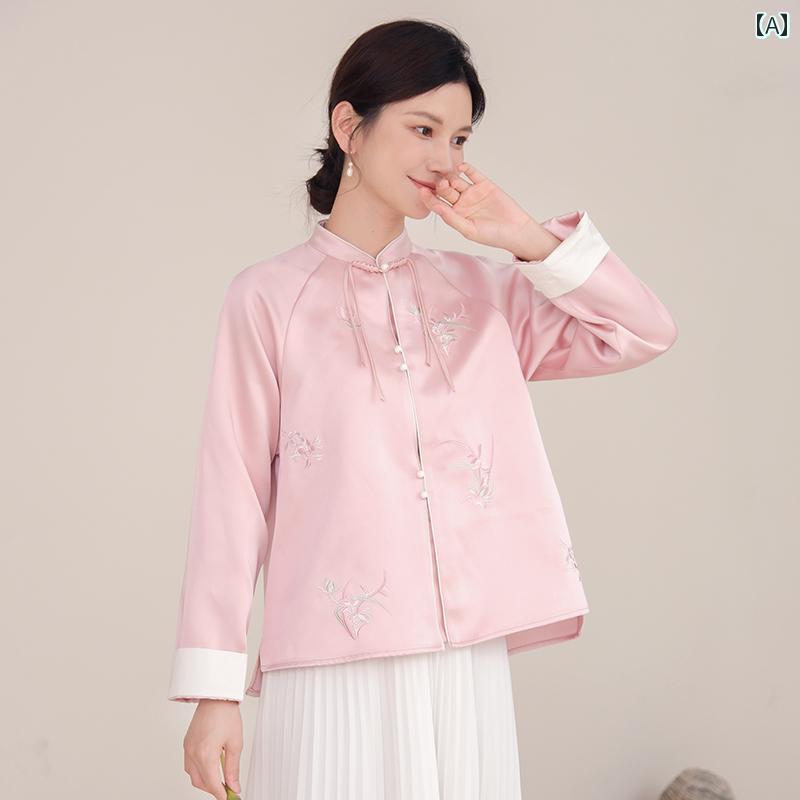 中国 刺繍 韓服 ダブルブレスト トップス レトロ 民族風 コート 中華風 女性 唐装 ティー スーツ 秋｜セキュアデポ