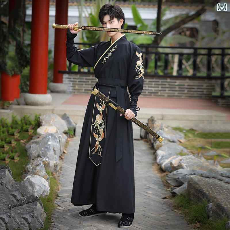 漢服 民族御召しもの 御召しもの メンズ 大きめ大きさ 瀬戸もの風 唐現代世界 剣客 教え子 御召しもの ユニフォーム レトロ ポリエステル シフォン チドリ透かし彫り メンズ 夏服 旅する 刺しゅう
