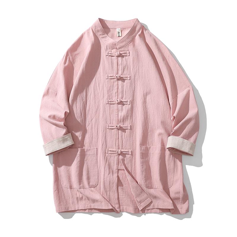 チャイニーズ メンズ ファッション トップス ジャケット シャツ レトロ スーツ チュニック 大きめサイズ チャイナ風 唐装 メンズ 漢服 カジュアル 七分袖 紳士 夏 メンズ