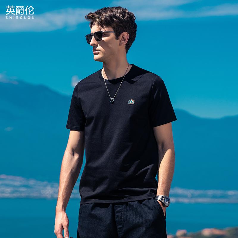 Tシャツ トップス カジュアル メンズ おしゃれ ファッション シンプル クール ひんやり 涼しい 快適 コットン 半袖 夏 マウンテン 刺繍 アンダーシャツ 大きめサイズ メンズ