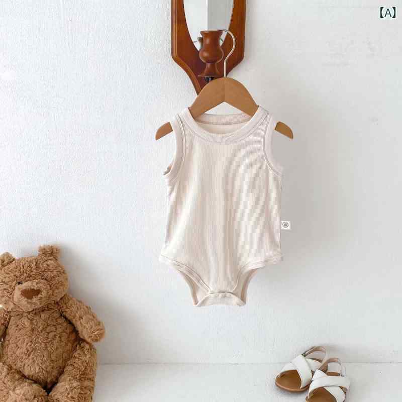 ロンパース ベビー服 新生児 夏用 ジャンプ スーツ かわいい 赤ちゃん ノースリーブ カバー オール 夏 薄手 スレッド ボディスーツ 男の子 女の子 三角 屋外 登山 服