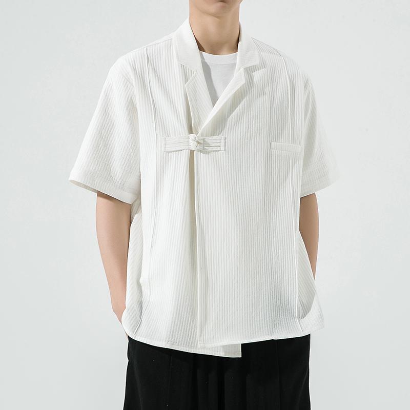 シャツ ジャケット シャツ メンズ ファッション 中華風 漢服 夏 綿 リネン 半袖 レトロ 唐 カジュアル