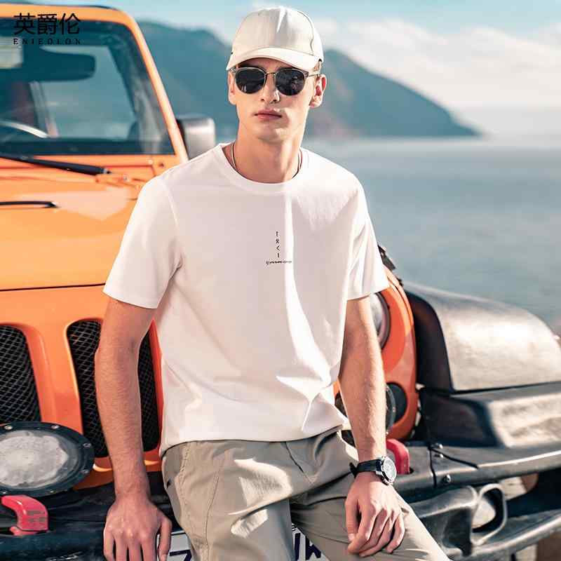Tシャツ トップス カジュアル メンズ おしゃれ ファッション シンプル クール 夏 半袖 メンズ アメリカン 刺繍 ラウンドネック コットン 大きめサイズ