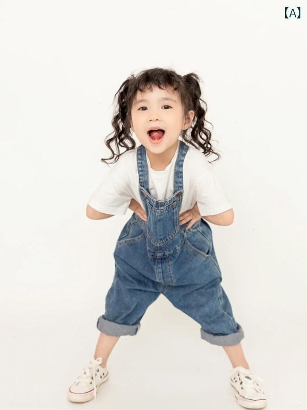 子供 キッズ 女の子 ファッション 服 写真撮影 小道具 レトロ フォト スタジオ 衣装 かわいい おしゃれ デニム ジーンズ ドレス｜セキュアデポ