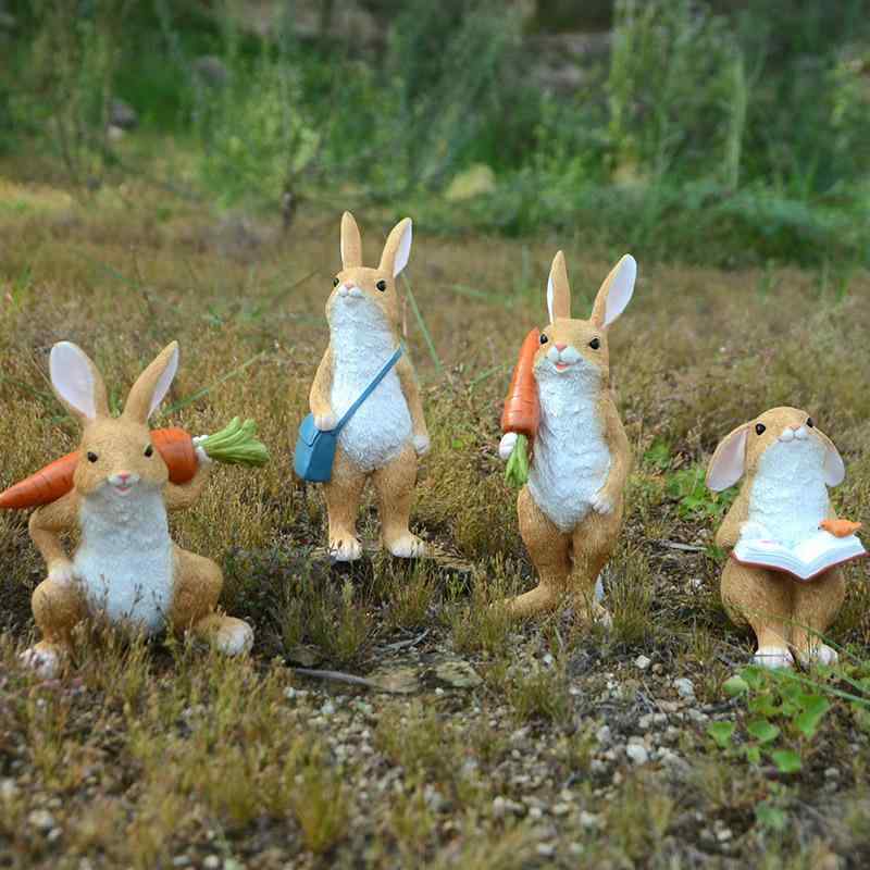 庭 ウサギ 飾り かわいい 置物 樹脂 動物 誕生日プレゼント リビングルーム テレビキャビネット 癒やし デスクトップ 装飾