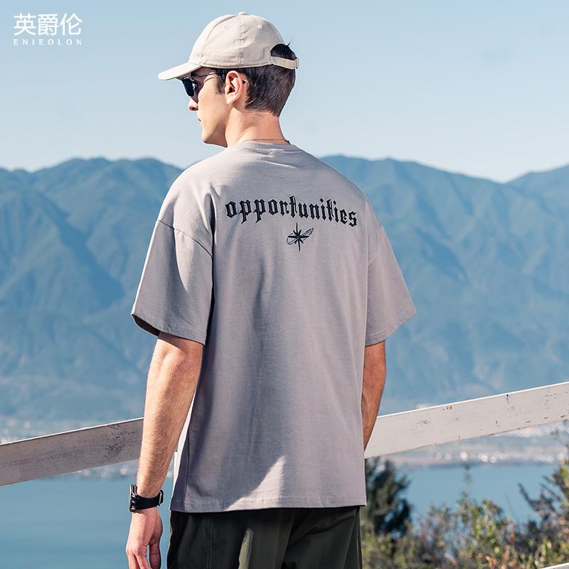Tシャツ トップス カジュアル メンズ おしゃれ ファッション シンプル 綿 半袖 夏 文字 刺繍 ゆったり コットン 大きめサイズ メンズ