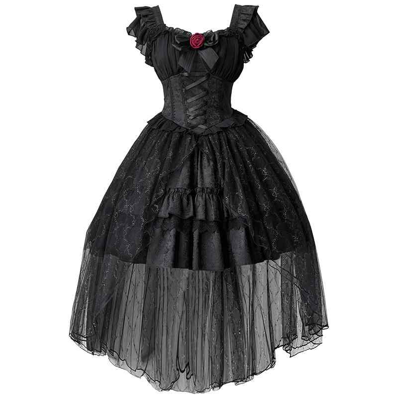 ファッション ロリータ ドレス ワンピース ダークローズ ガール 半袖 ゴシック スカート レース レディース 衣料品 夏 レディース