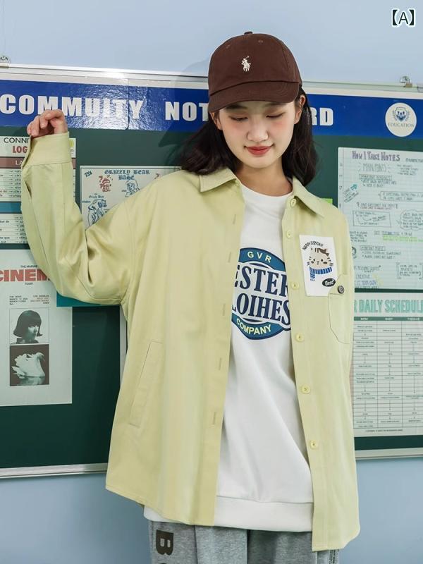 女の子 シャツ ジャケット オーバーシャツ カレッジ フード 春秋 ゆったり カジュアル スポーツ アウトドア 休日 中学 高校 学生 JK レディース