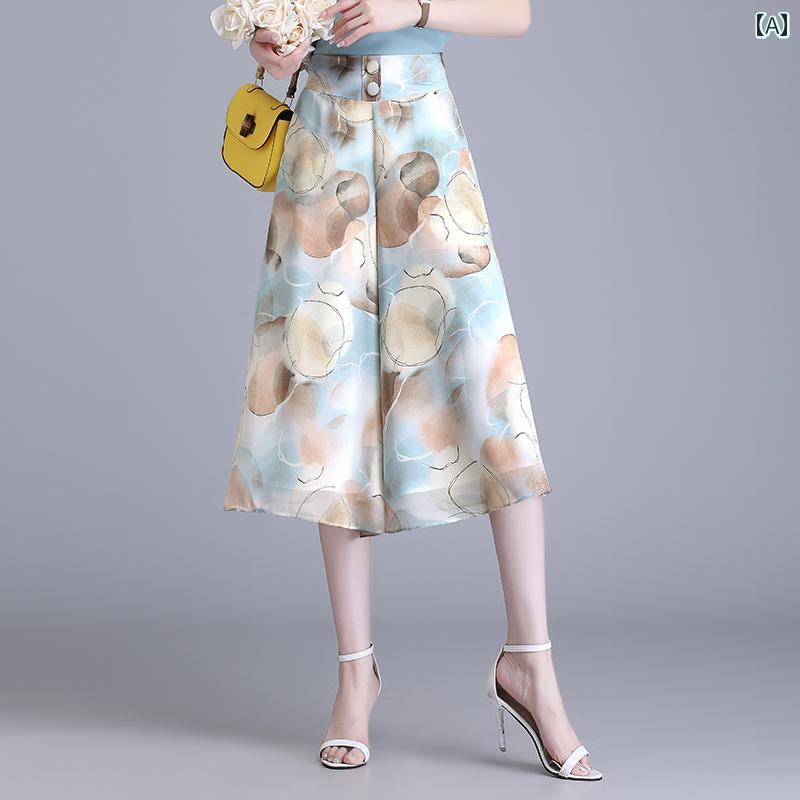 レディース パンツ 柄 韓国 夏 カラー フローラル カジュアル ハイウエスト クロップドパンツ ストレートパンツ 大きめ ポケット ファッション おしゃれ ウエストゴム