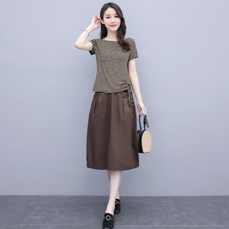 レディース ファッション セットアップ トップス セット ストライプ スカート ロング スリム フィット 豪華感 エレガント 婦人服 清楚 おしゃれ 夏 レディース