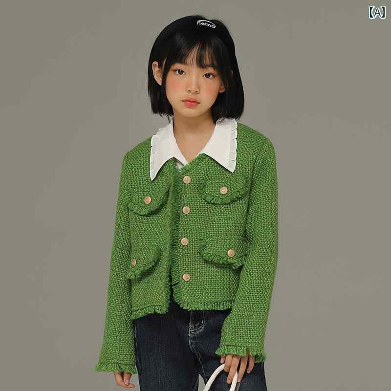 コート トップス 子供服 アウター カジュアル おしゃれ カジュアル おしゃれ キッズ 小さい 女の子 春秋 エレガント 秋冬 女性 アウター カジュアル おしゃれ カジュアル おしゃれウェア 中型 大型 子供用 高級感 グリーン