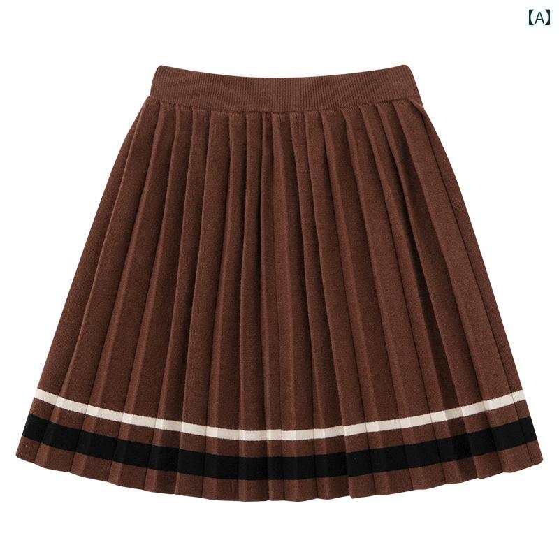 スコート 赤ちゃん服 ボトムス 自然的 普段着 キッズ 冬 縞模様 肌に人懐っこい 帯電 押しとどめる 親子 表現スタイル 朦々たる 編み物 筋目スコート