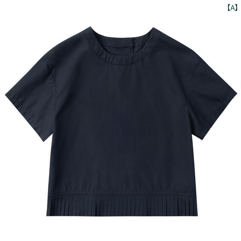 トップス Tシャツ キッズ おしゃれ ナチュラル 子供服 ネイビーブルー 半袖 夏 カジュアル 多目的 女の子 ベビー