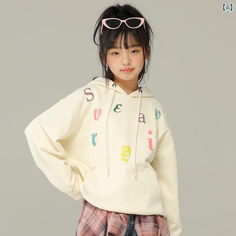 トップス パーカー 子供服 カジュアル ナチュラル 普段使い キッズ 女の子 春秋 カラフル レター プリント セーター 女の子 かわいい 子供っぽい フード付き プルオーバー 長袖｜セキュアデポ 8,428円