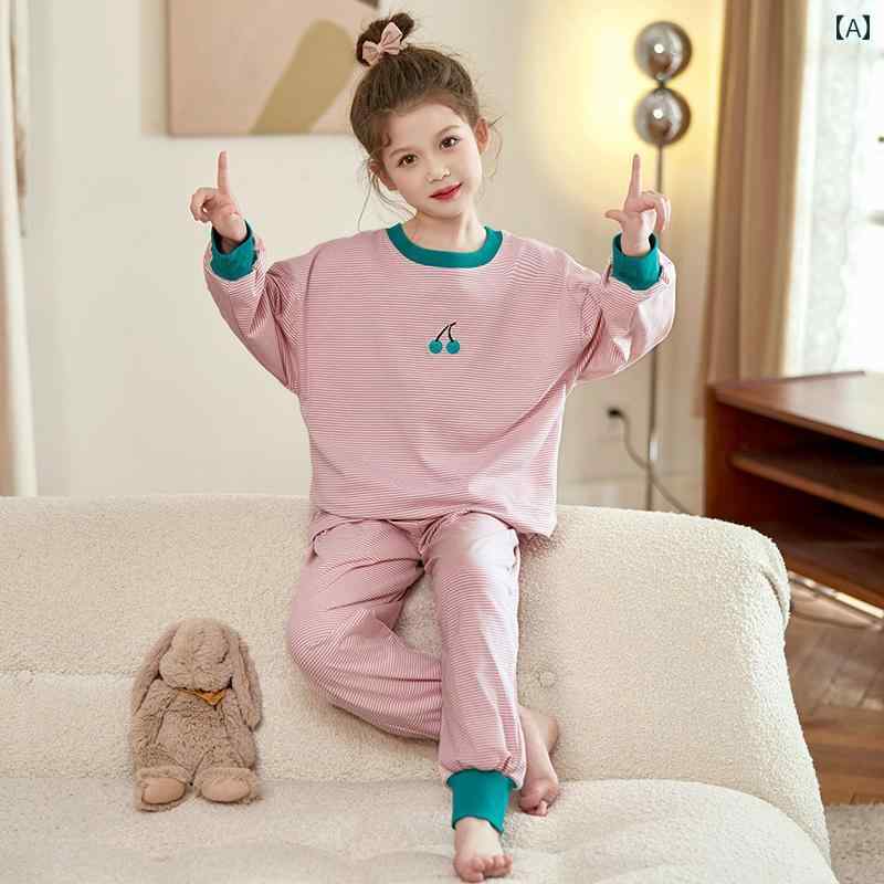 キッズ パジャマ ルームウェア 子供服 セット 綿 スタイル 女の子 長袖 春秋 ホーム 服 女の子 快適 服 薄手 春
