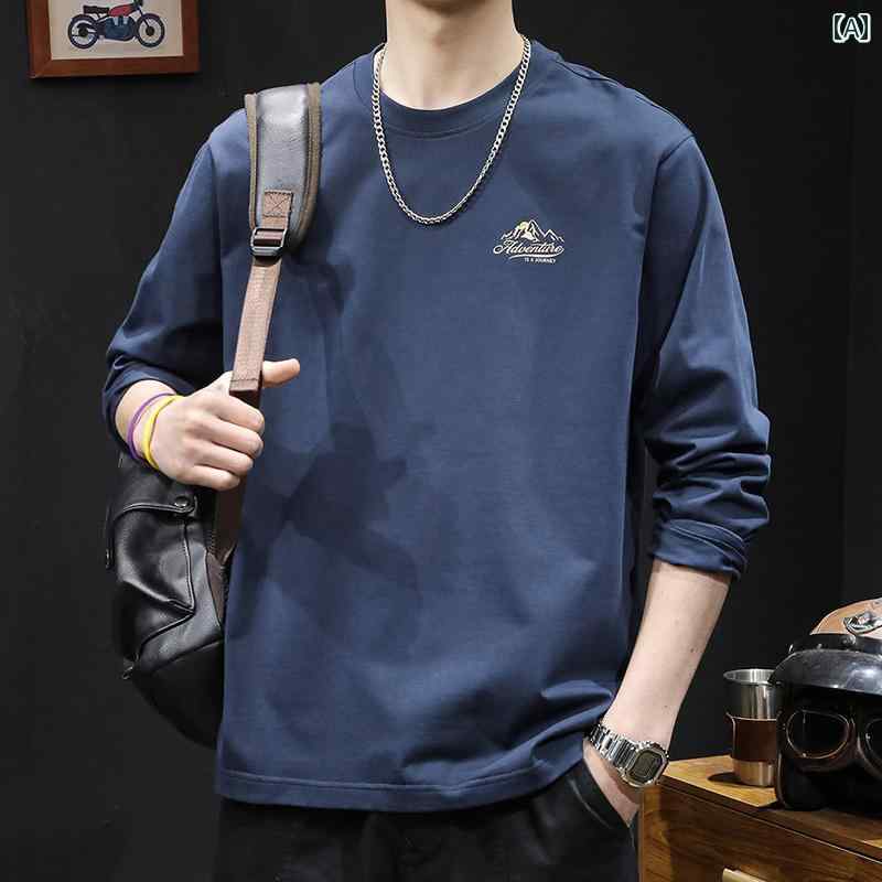 メンズ 長袖 T シャツ ロン 春 ゆったり 大きいサイズ ラウンドネック インナー レイヤリング 春秋