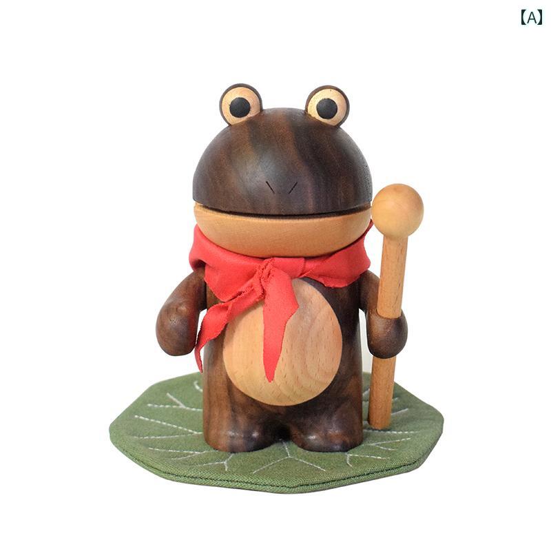 木魚 インテリア カエル男 木 お守り ミニチュア 置物 心落ち着かせ 癒やし 誕生日 プレゼント