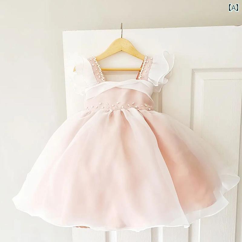 ドレス 女の子 子供 プリンセス ガールズ フラワーガール シンプル ハイエンド 1歳 誕生日 ハイエンド キャットウォーク コスチューム ホスト