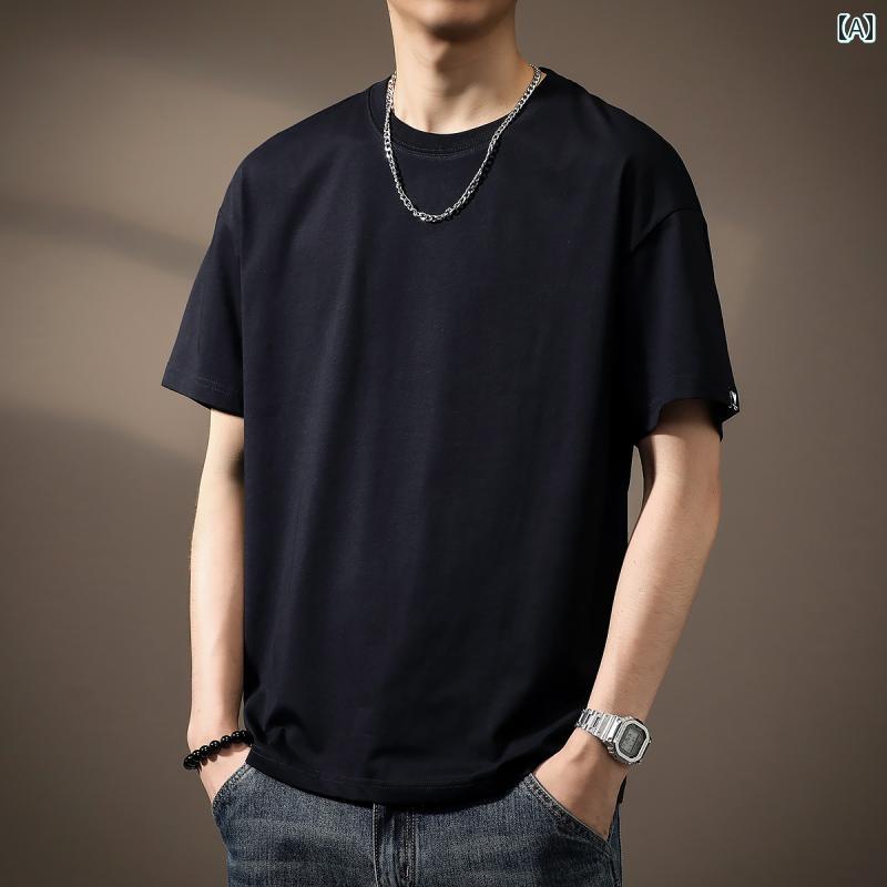 Tシャツ 半袖 夏 メンズ 紳士服 メンズ トップス おしゃれ レトロ ストリート カジュアル ラウンドネック シンプル