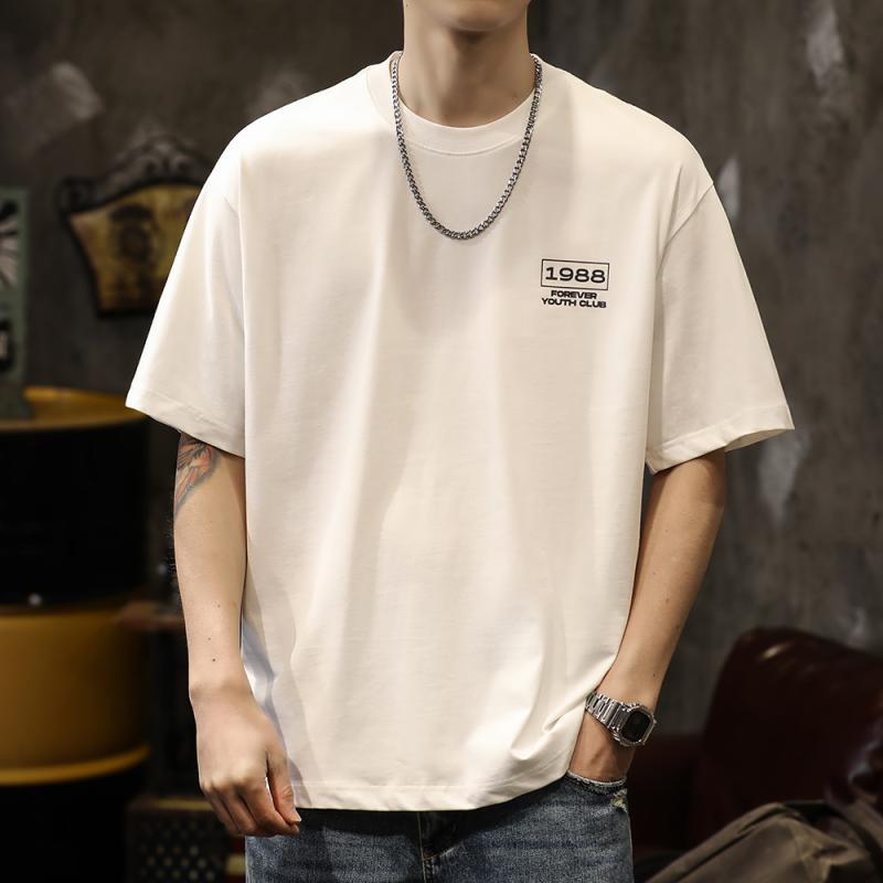 メンズ 半袖 Tシャツ 夏 トップス 薄手 ラウンドネック バックプリント フロントワンポイントプリント テキスト英文字 薄手 通気性 綿 コットン100 カジュアル レジャー レイヤリング