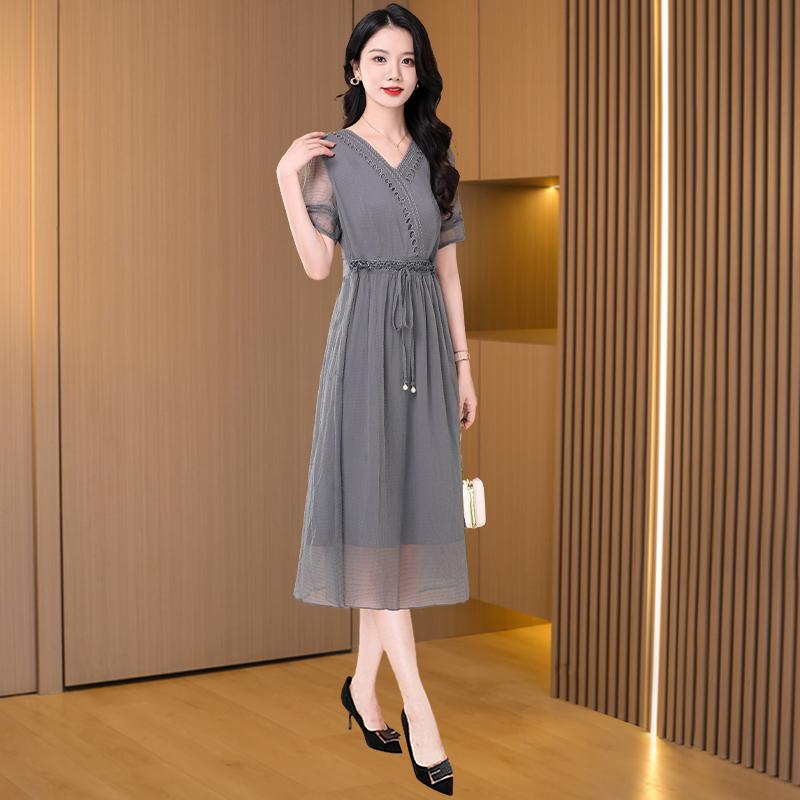 レディース ファッション ワンピース ドレス スカート ロング レース シンプル スリム フィット 豪華感 エレガント 婦人服 清楚 きれいめ マザーズ 夏 レディース