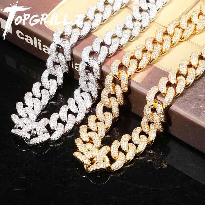 20粍ロングバックルヘッド金メッキキューバチェーンアメリカラップメンズ象嵌ストーンネックレスブレスレット