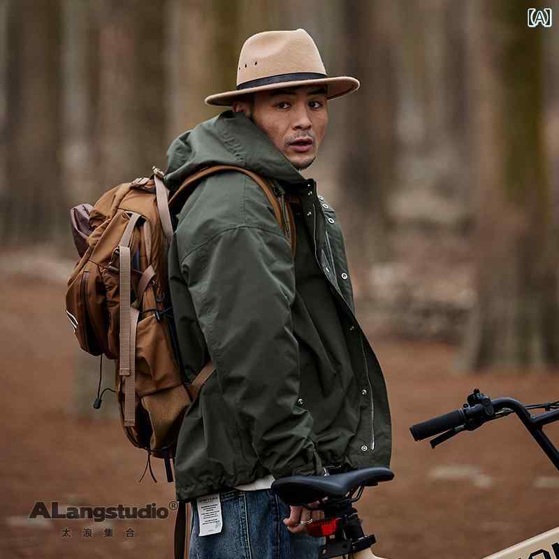 メンズ ジャケット アウトドア 作業着 ゆったり フード トップス カジュアル 春秋 アメリカ ファッション ワークウェア｜セキュアデポ