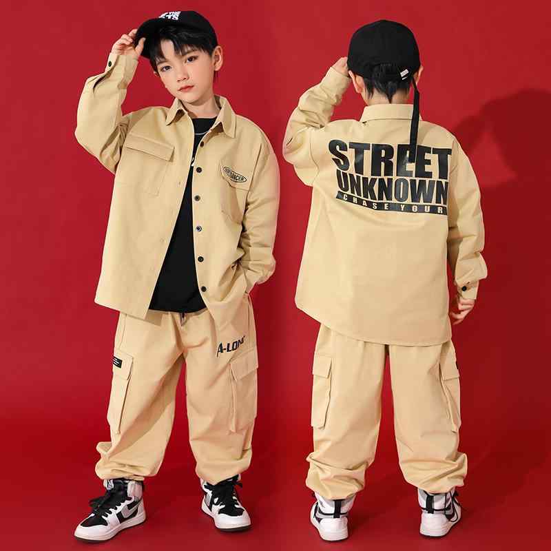 キッズ ストリート ファッション セットアップ 子供 ヒップ ホップ 服 クール トップス パフォーマンス ダンス ユニセックス