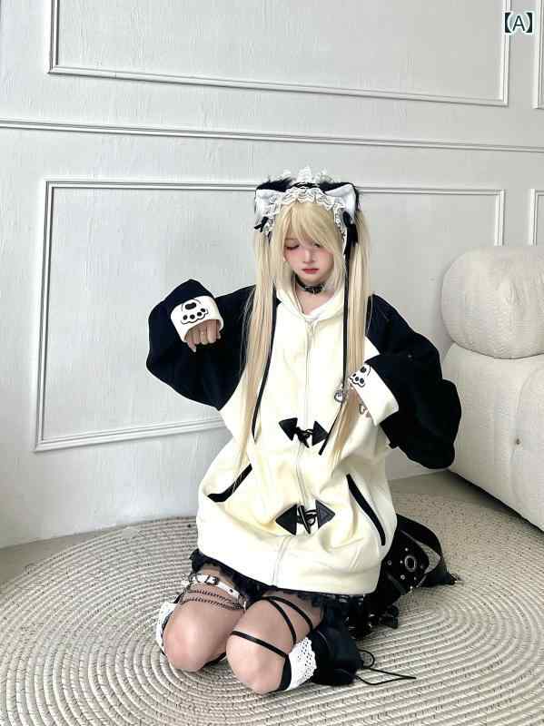 厚地の外套 ジレー アニマルフード 猫 長袖 対照色つや ゆったり 馬鹿でかい大きさ モノクローム 白青 引きあわせる 心地好い 可愛らしい 癒し 伸び伸びする