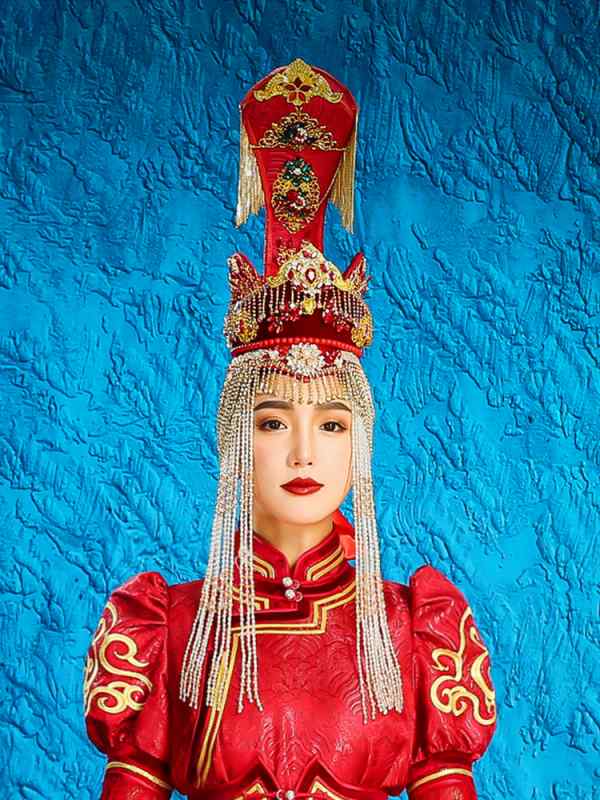 レディース モンゴル 帽子 エスニック ウェディング 花嫁 赤 タッセル  写真 旅行 撮影 ポリエステル フリーサイズ ハット メンズファッション-その他