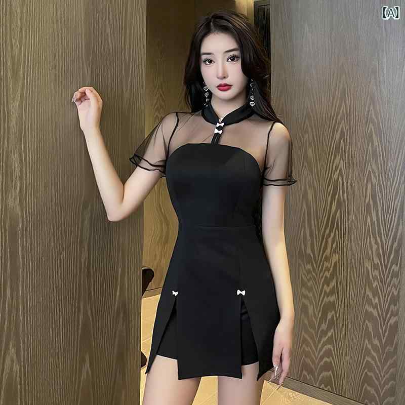 レディース キャバドレス ミニスカート ワンピース セクシー ナイトクラブ ラウンジ 制服 レース ドレス ショート スカート 女性用