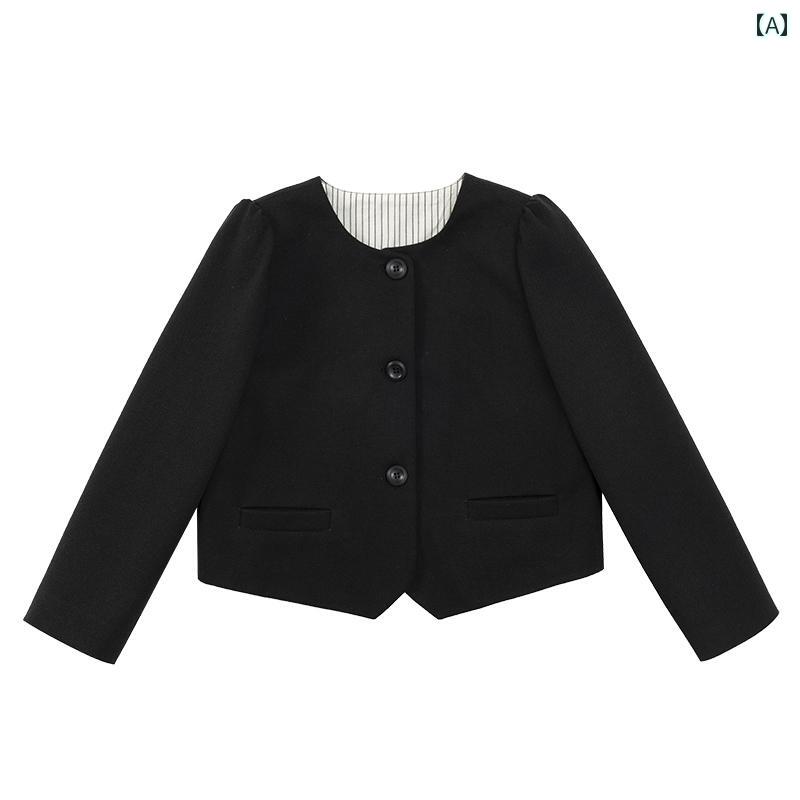 トップス 赤ちゃん服 心地よい 自然的 普段使い走り キッズ 秋 ハイエンド ボックス席 雅びやか 黒 フレンチ 遊撃手 スポーツジャケット お上さん