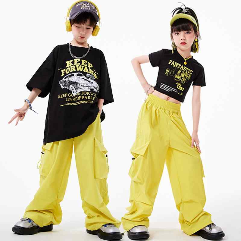子供 ジャズ ダンス パフォーマンス 服 キッズ ヒップホップ ストリート 夏 男の子 オーバーサイズ 女の子 短丈 トップス トレンド ファッション