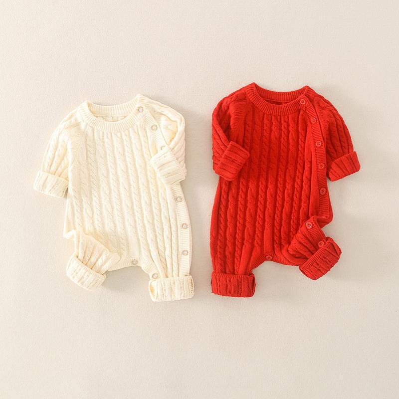 ロンパース ベビー服 カバーオール ジャンプ スーツ セーター 秋 男の子 女の子 スタイル ニット セーター 生後1ヶ月 100日 セーター
