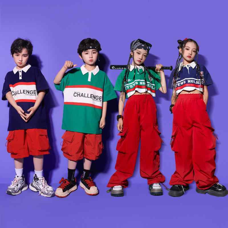 男の子 女の子 ジャズ ダンス 衣装 子供 ヒップホップ パフォーマンス 服 セット キッズ スポーティ パンツ