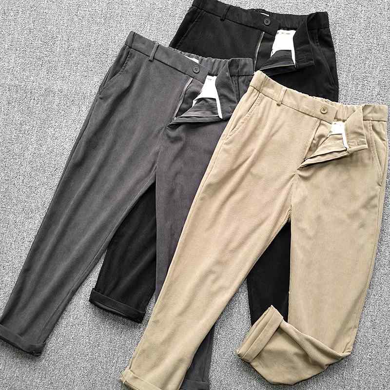 パンツ メンズ 秋 カジュアル 英国 ウォッシュ コーデュロイ ビジネス スリム 快適 コーデュロイ 快適