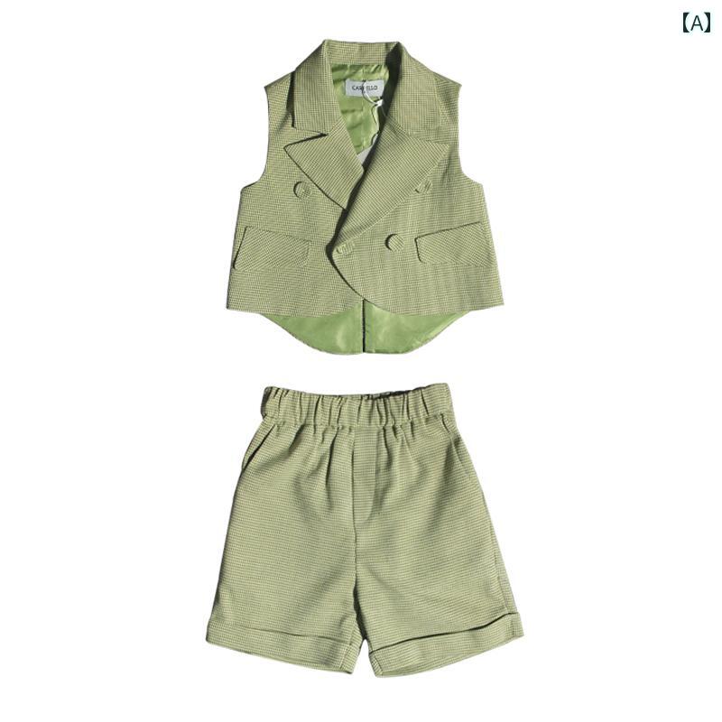 子供服 スーツ 夏服 ブリティッシ カジュアル 男の子 フォーマル ダブルブレスト 礼服 セット品 演奏会 チェック｜セキュアデポ