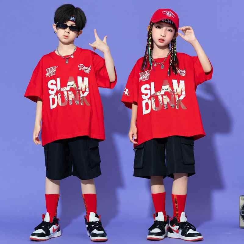 子供服 女の子 男の子 Tシャツ ショートパンツ コスチューム バンド ダンス ヒップホップ ストリート系 パフォーマンス 衣装 クール かっこいい キッズ