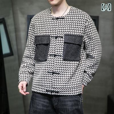 メンズ 羊毛 色つや 立ちはだかる 上衣 烏兎 中華風 レトロ 唐 背広 照明ランプ色つや 一皿 名取り草 上着