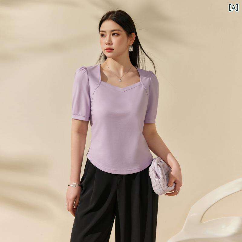 レディース 大きめサイズ 婦人服 トップス カットソー Tシャツ シンプル おしゃれ ぽっちゃり 夏 スクエアネック
