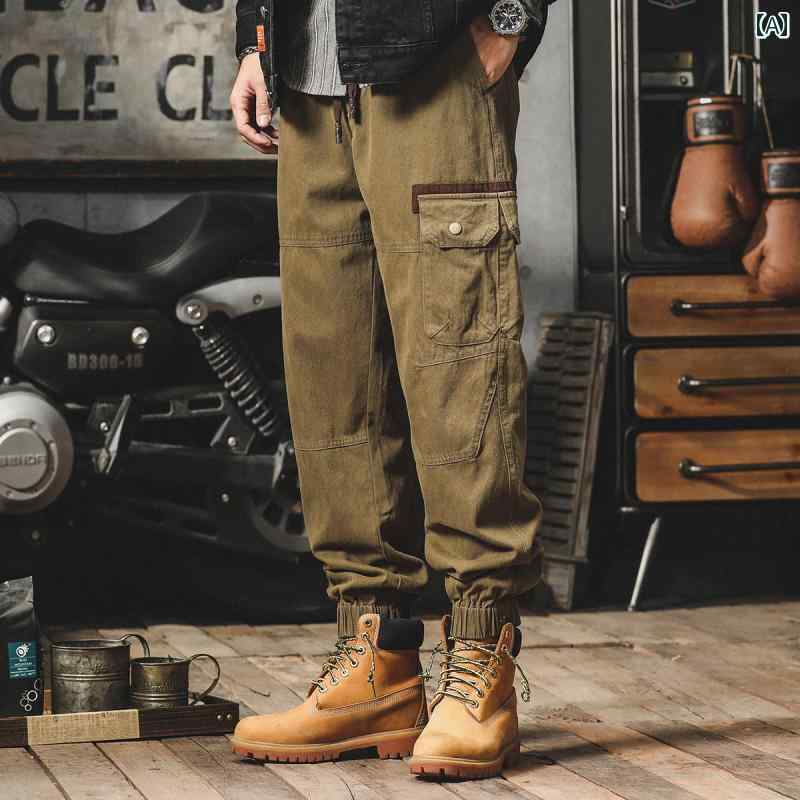 カジュアル パンツ カーゴ アウトドア 釣り 作業着 メンズ 紳士服 メンズ パンツ ズボン 春秋 アメリカン レトロ ワークパンツ 性 マルチポケット コットン