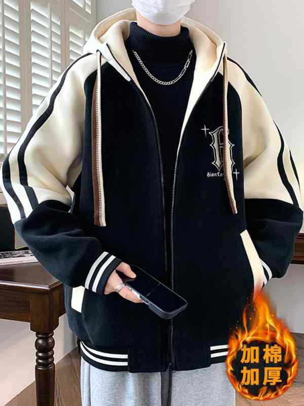 子供服 ジャケット アウター 秋冬 13歳 コート 厚手 コットンコート ボーイ 12歳 中学生 15歳 子供 幾何学模様 フード ゆったり アウターウェア