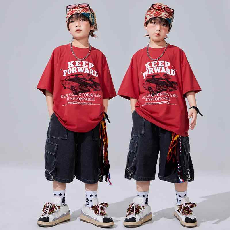 子供服 女の子 男の子 Tシャツ ショートパンツ コスチューム バンド ダンス ヒップホップ ストリート系 パフォーマンス 衣装 クール かっこいい キッズ