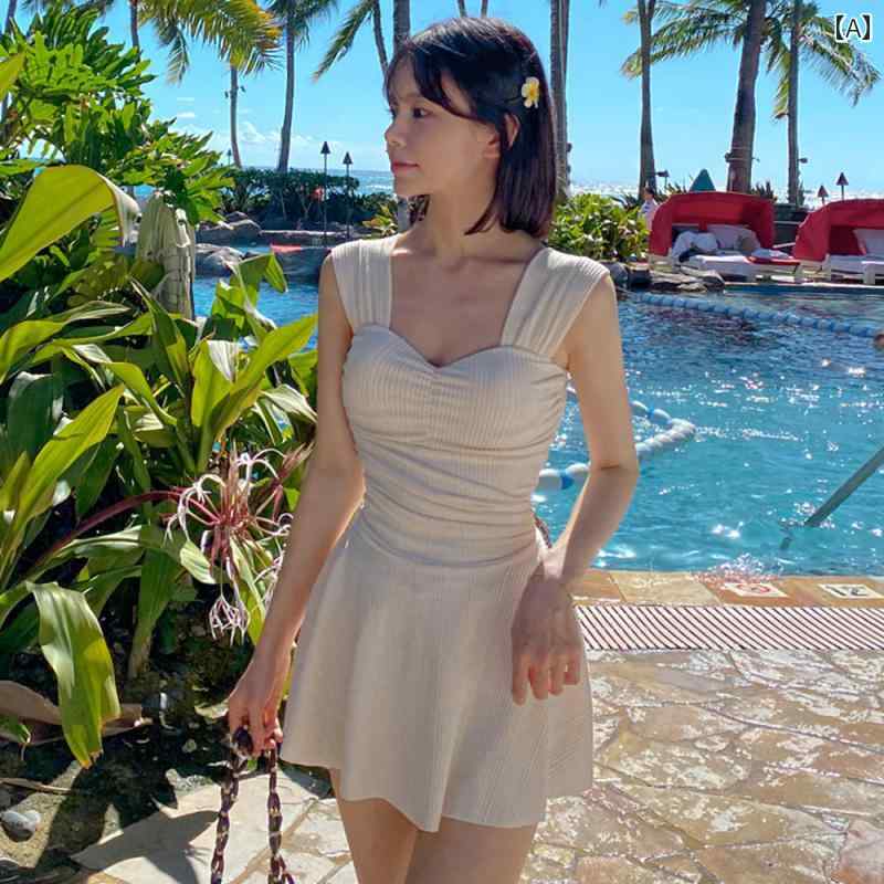 レディース ワンピース スカート 水着 かわいい リゾート ビーチ プール おしゃれ サマーレジャー 韓国 女性用 スタイル お腹 カバー 着痩せ＆ 魅惑的 フェアリー 温泉 旅行