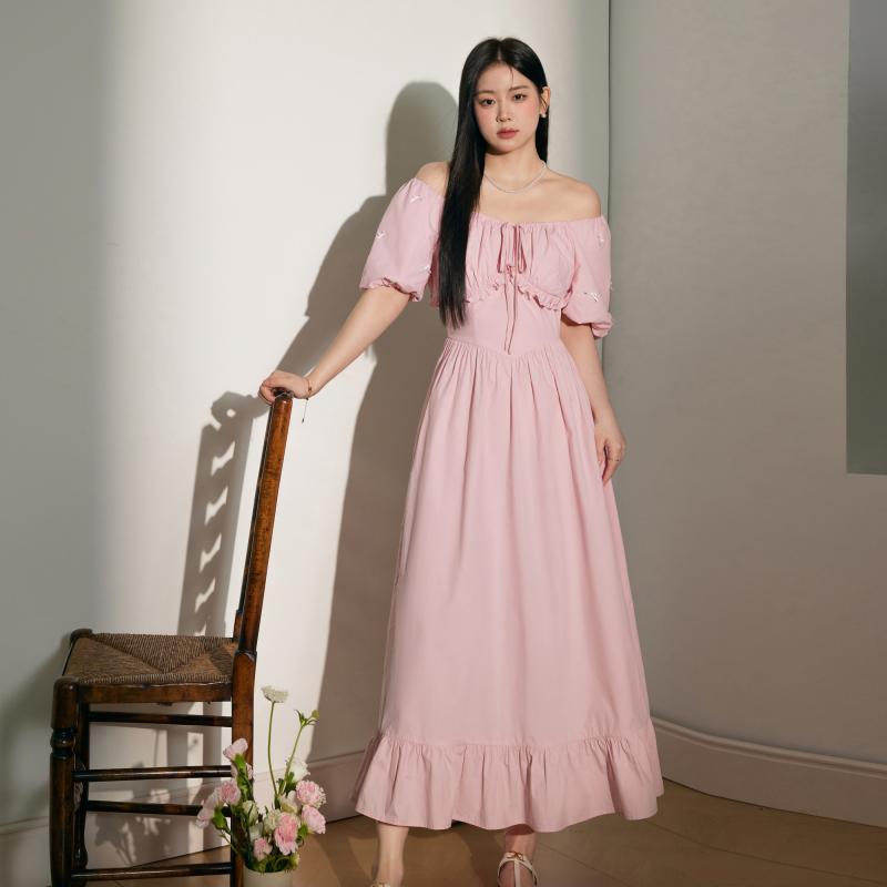 ワンピース おしゃれ レディース 婦人服 大きめサイズ ゆったり ぽっちゃり ワンピ ドレス フレンチ風 エレガント パフスリーブ 夏 ハイウエスト プリンセス風｜セキュアデポ