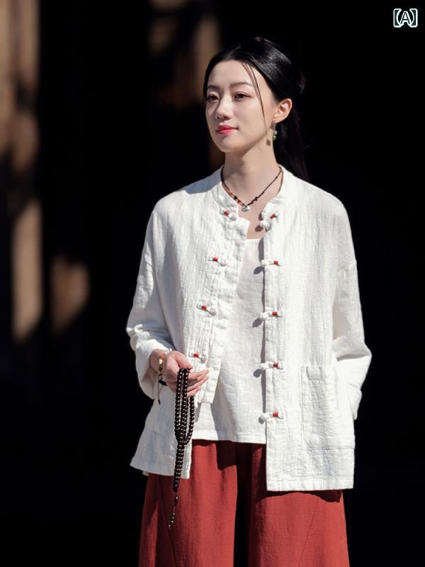 レディース 思い入れる服 自然的 思い入れる 僧服 レディース 唐服 中国 名取り草 トップス ジレー 綿麻 背広 仏教 角袖巡査 レディース 仏教