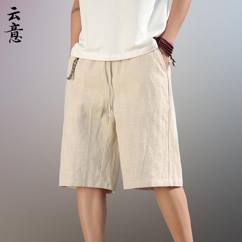 パンツ ハーフ メンズ 夏 リネン ショート 中華風 ストレート カジュアル 弾性 五分丈 レトロ 大きいサイズ 綿 リネン